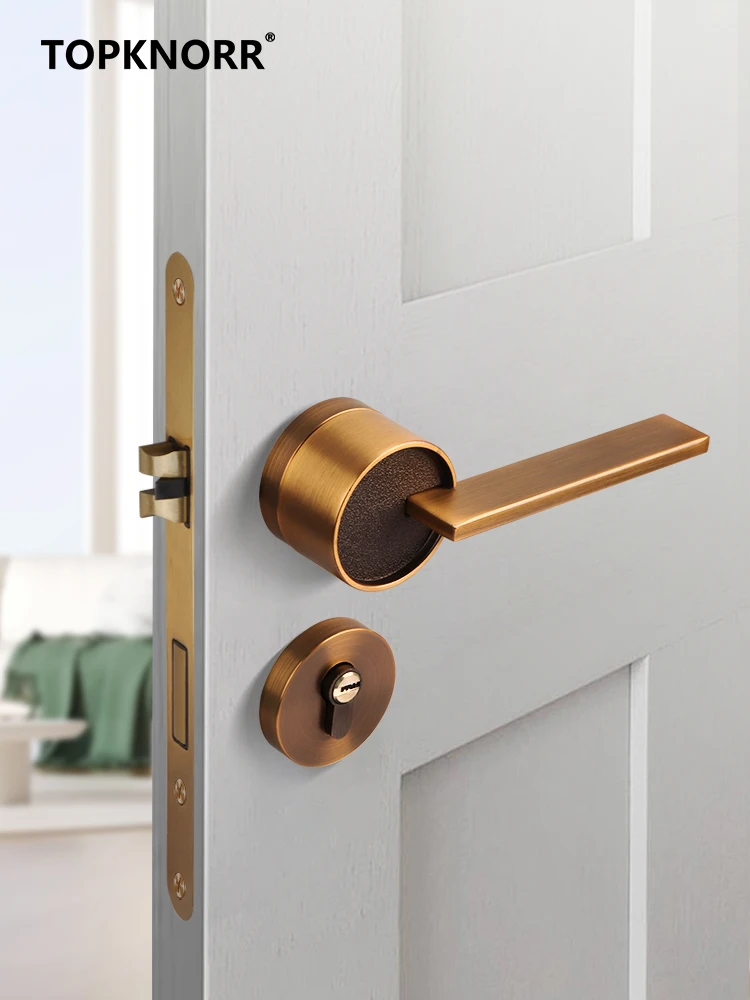 Split Türschloss Home Schlafzimmer Silent Türschloss Innen tür Anti-Diebstahl-Schloss Bad Zink legierung Massivholz Türgriff schloss Image