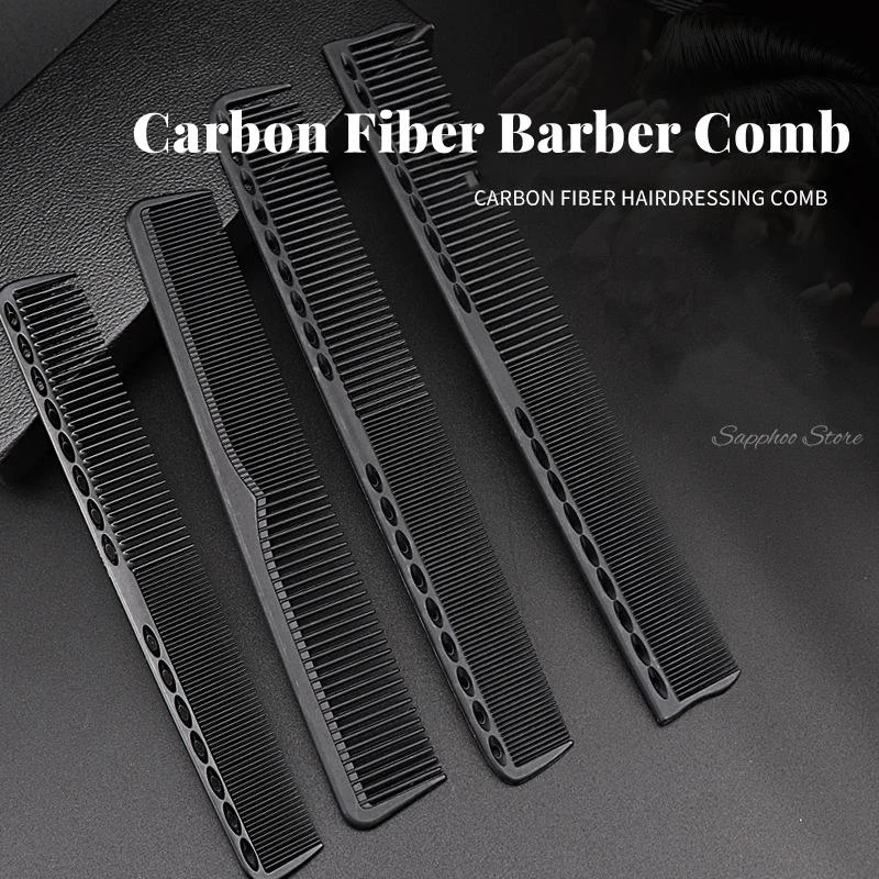 Professioneller Friseur-Haarschneidekamm, schwarzer Kohlenstoff, doppelseitig, hitzebeständig, antistatisch, für den Salon, Friseur-Styling-Bürstenwerkzeug