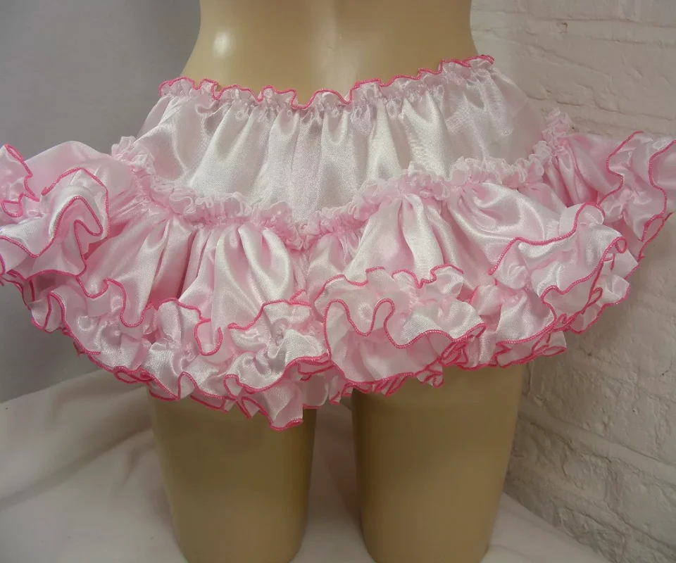 SISSY ERWACHSENE BABY FANTASTISCHES KLEID rosa/Cerise SATIN MICRO MINI FRILLY Skater ROCK