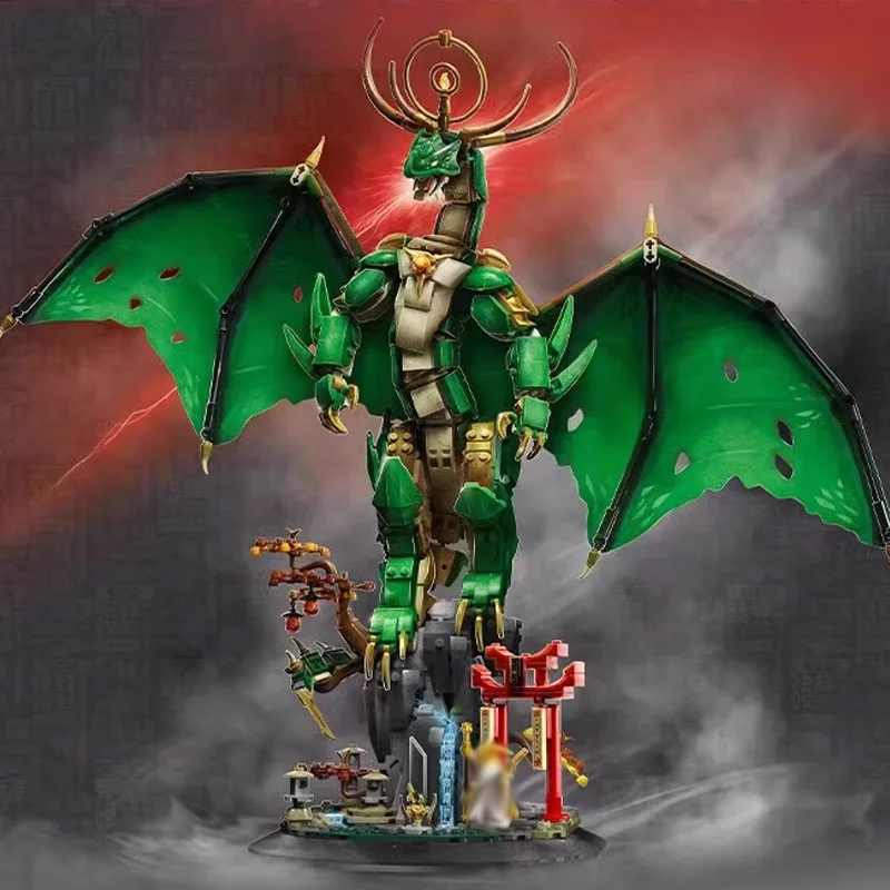 Auf Lager 1650PCS MOC Bausteine Green Guardian Dragon Boy Zusammengebautes Spielzeug Geburtstag Weihnachten Dekoration Geschenk Image