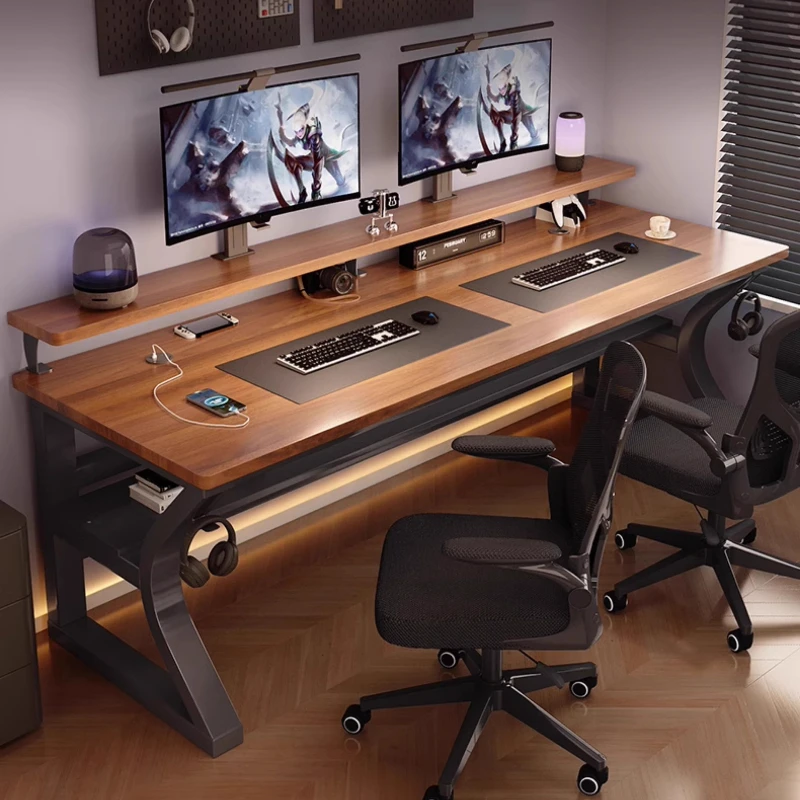 Moderne Designer-Büroschreibtische aus Holz, luxuriöses Zuhause, Schreiben, große Laptop-Computertische, Gaming, stehend, Escritorio-Möbel Image