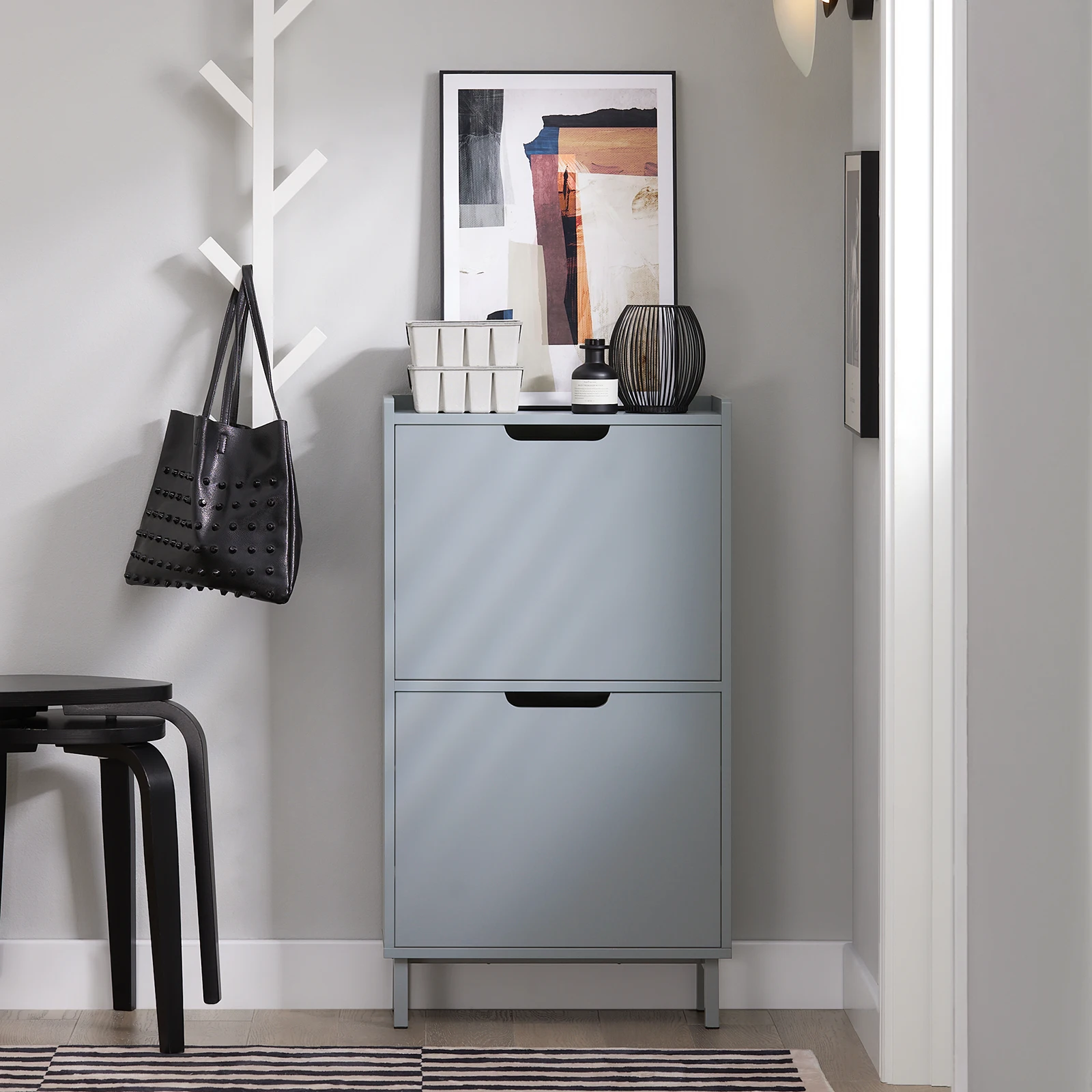 SoBuy FSR151 Schuhkipper mit 2 Klappen Schuhschrank schmal Schuhregal mit 4 Ablageflächen Schuhkommode Schuhablage