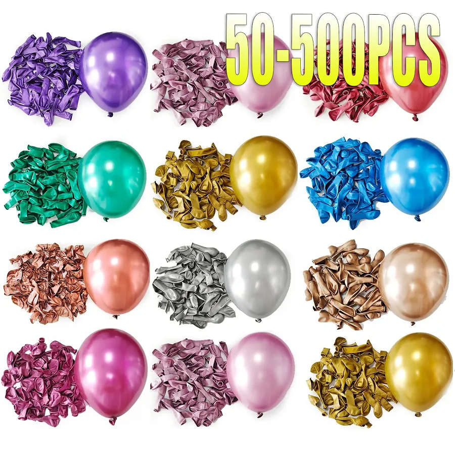 50 Stück 25,4 cm Latexballon Gold Silber Blau Weihnachten Rot Grün Hochzeit Alles Gute zum Geburtstag Metallic Chrom Ballon Dekoration Image