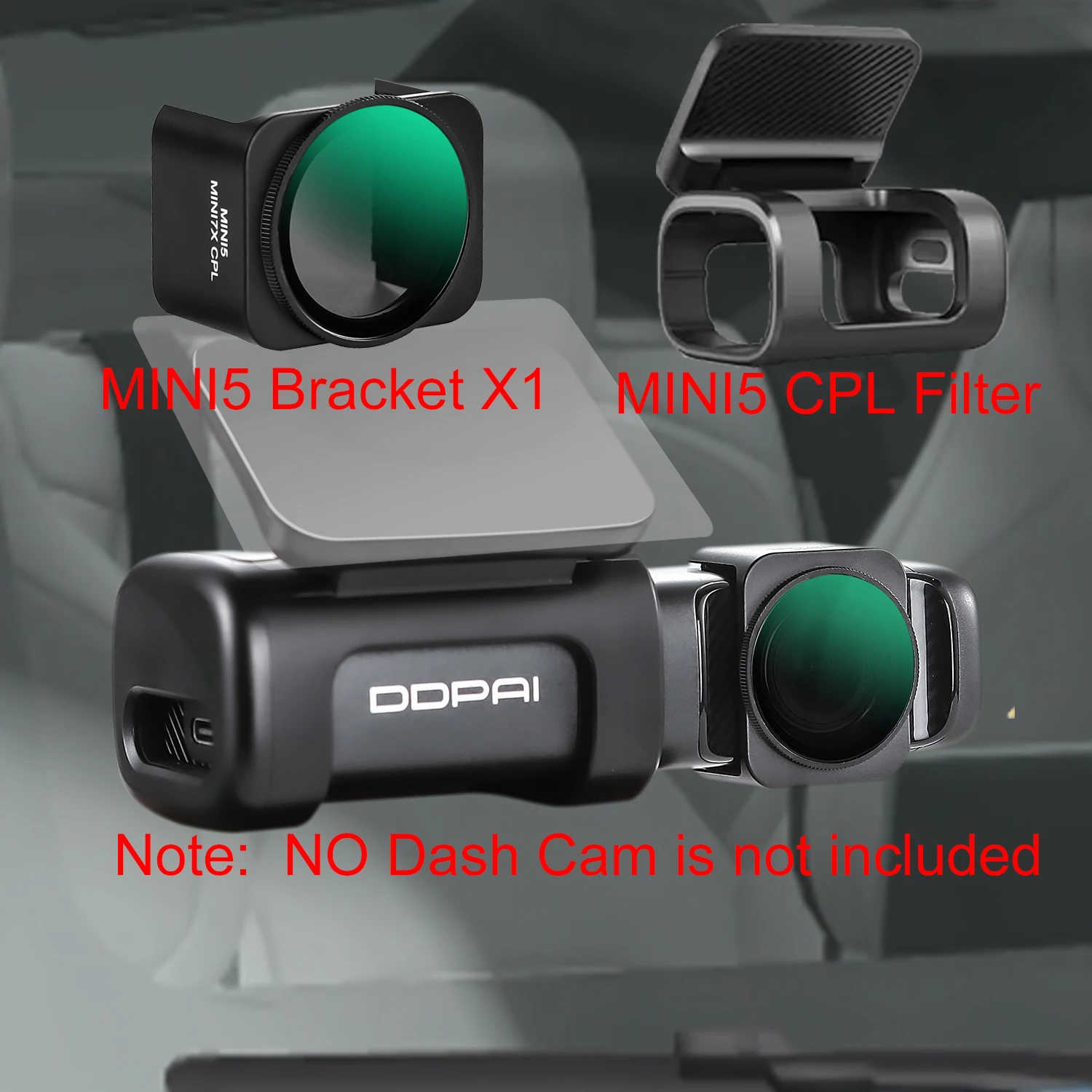 Für DDPAI Dash Cam Mini5 4K CPL Filter HD Objektiv Staub Schutz Anti Glare CPL Filter für DDPAI Dash Cam mini5 Halterung Image