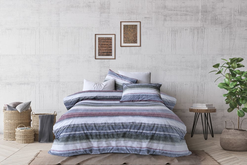 Parure de lit 2 personnes 240x220 cm coton imprimé