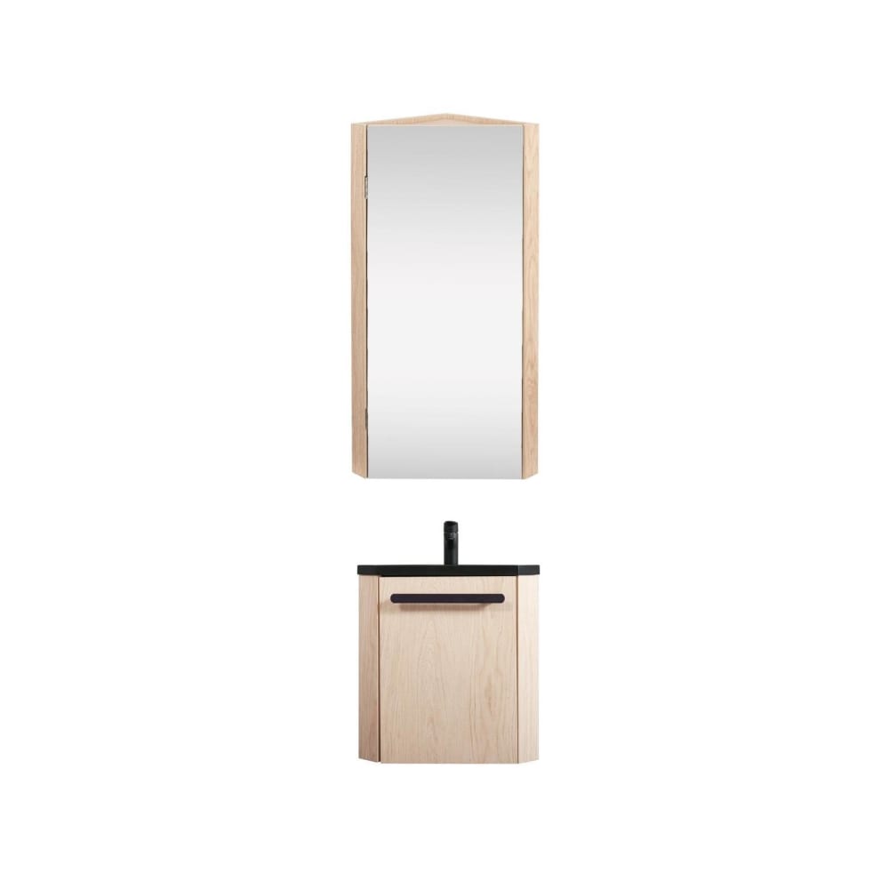 Ensemble lave-mains angle avec robinet et armoire