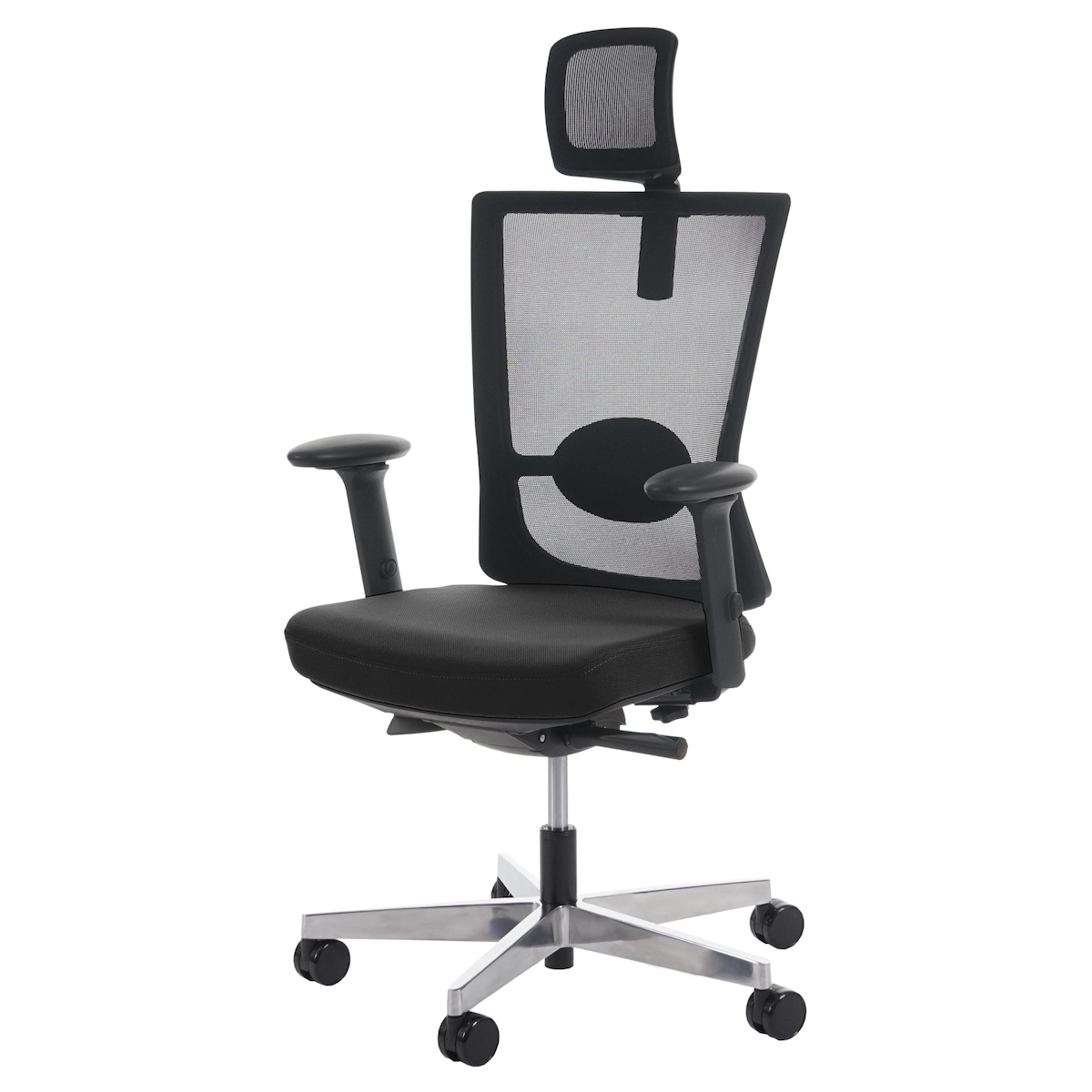PROREGAL Bürostuhl Merkur | HxBxT 135x72x70 cm | Sitzhöhe 42cm | Sliding-Funktion ergonomisch | Schwarz | mit Kopfstütze | Schreibtischstuhl Image