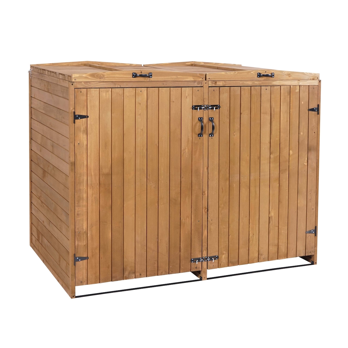 PROREGAL XL 2er-/4er-Mülltonnenverkleidung | HxBxT 126x158x98 cm | Braun | Mülltonnenbox Mülltonnenabdeckung Holz Image