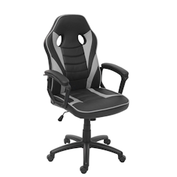 PROREGAL Bürostuhl | HxBxT 119x63x64 cm | Sitzhöhe 44cm | Kunstleder | Schwarz/Grau | Schreibtischstuhl Drehstuhl Racing-Chair Gaming-Chair Image
