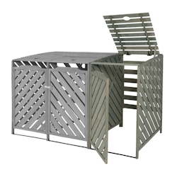 PROREGAL XL 1er-/2er-Mülltonnenverkleidung Erweiterung | HxBxT 120x68x98 cm | Grau | Mülltonnenbox Mülltonnenabdeckung Holz Image