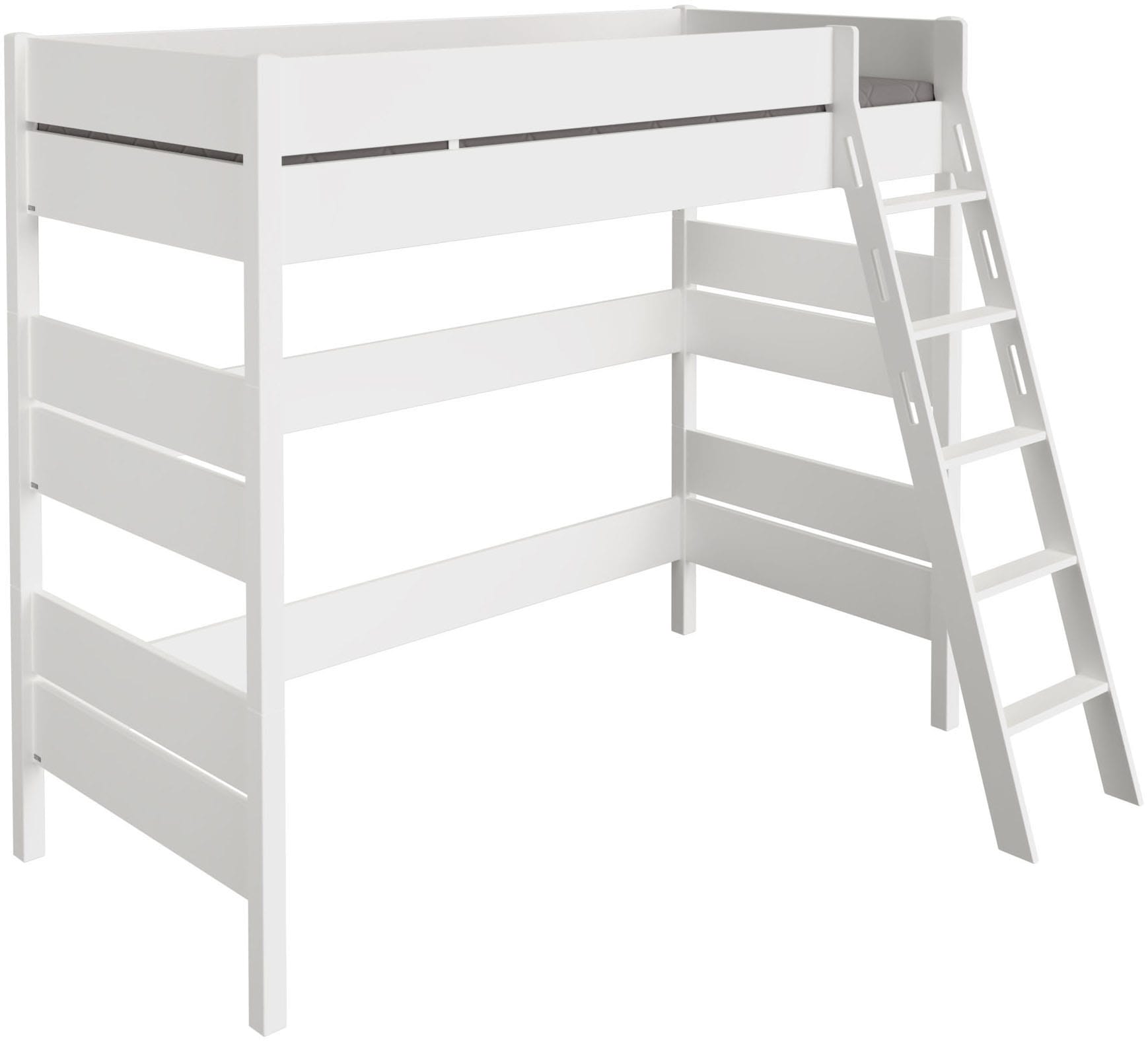 Spielbett PAIDI "TIAGO in verschiedenen Größen und Farben, Hochbett mit Leiter", kreideweiß, kreideweiß, kreideweiß, B:153,8cm H:180,6cm L:210,4cm, Betten