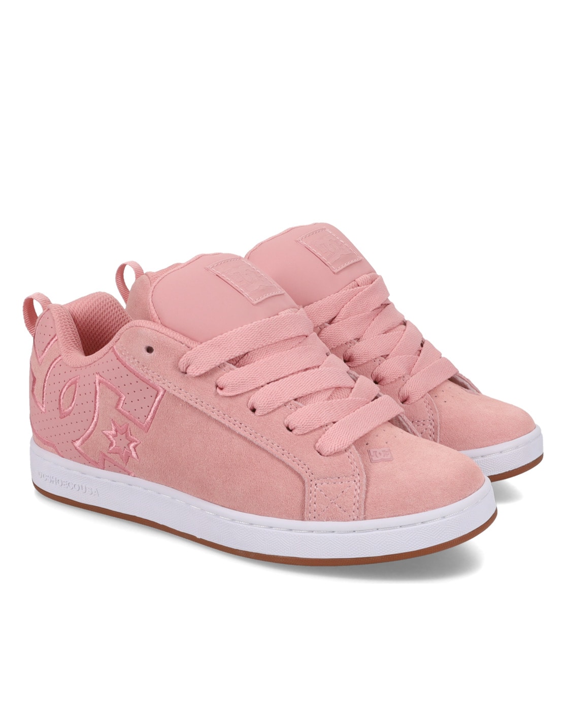 Sneaker DC SHOES "Court Graffik", Damen, Gr. 11(43), weiß (pink, weiß), 55, 91% Leder, 38, 75% Synthetik, 5, 34% Polyester, Schuhe Sneaker