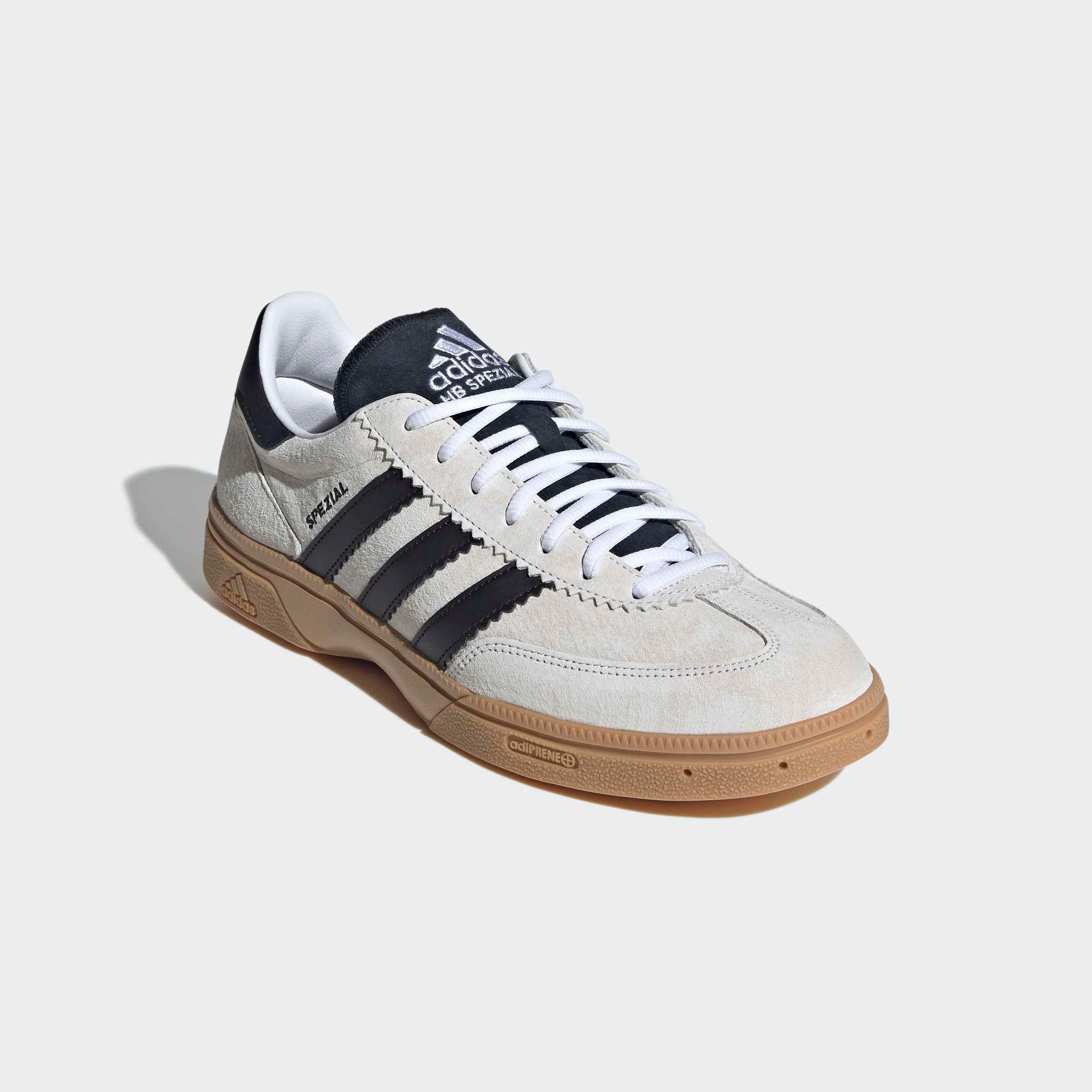 Hallenschuh ADIDAS PERFORMANCE "HANDBALL SPEZIAL", Herren, Gr. 46,5, cloud weiß, core schwarz, cloud weiß, Leder, Synthetik, Schuhe Hallenschuh
