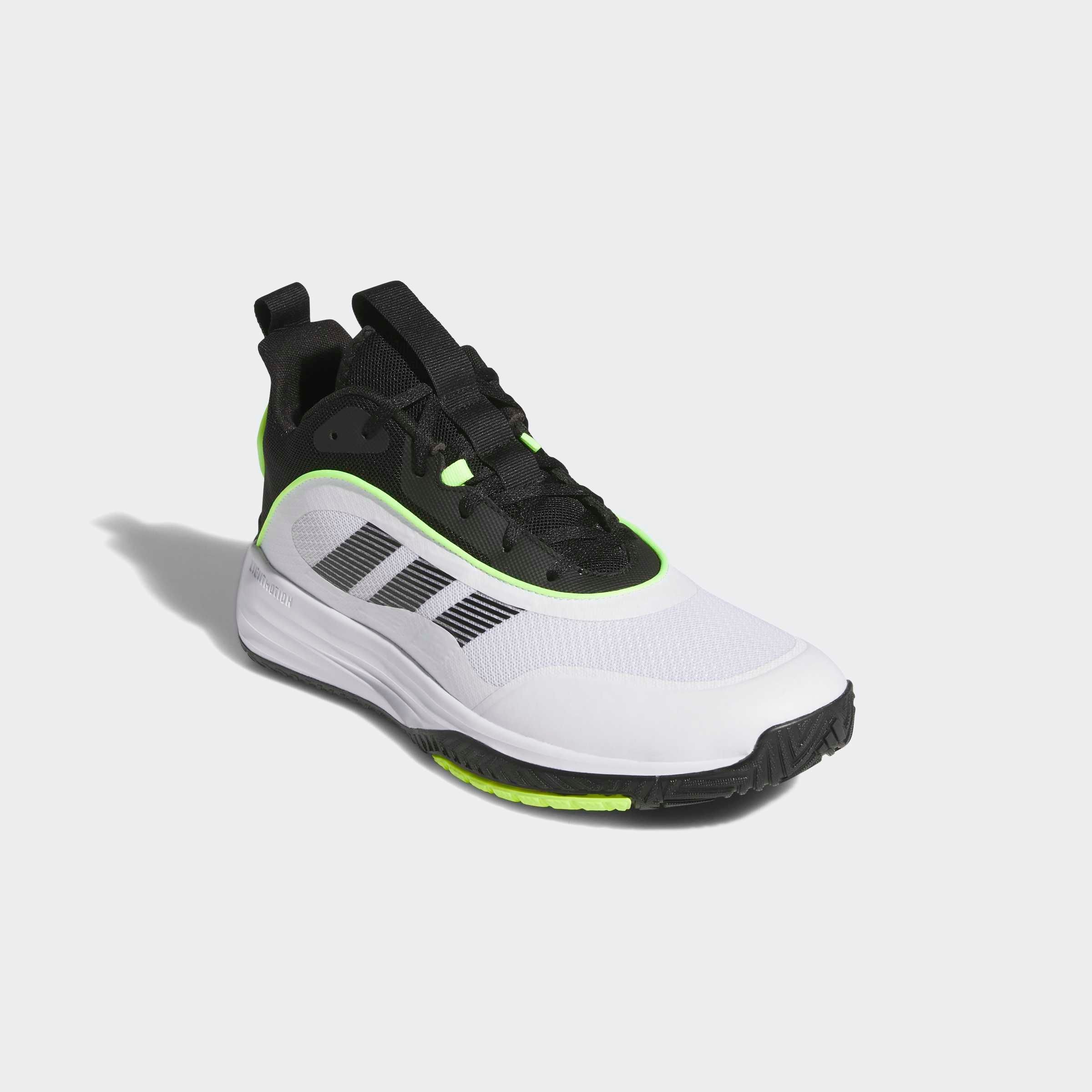 Basketballschuh ADIDAS SPORTSWEAR "OWNTHEGAME 3.0", Herren, Gr. 44,5, cloud weiß, core schwarz, lucid lemon, Synthetik, Textil, Schuhe