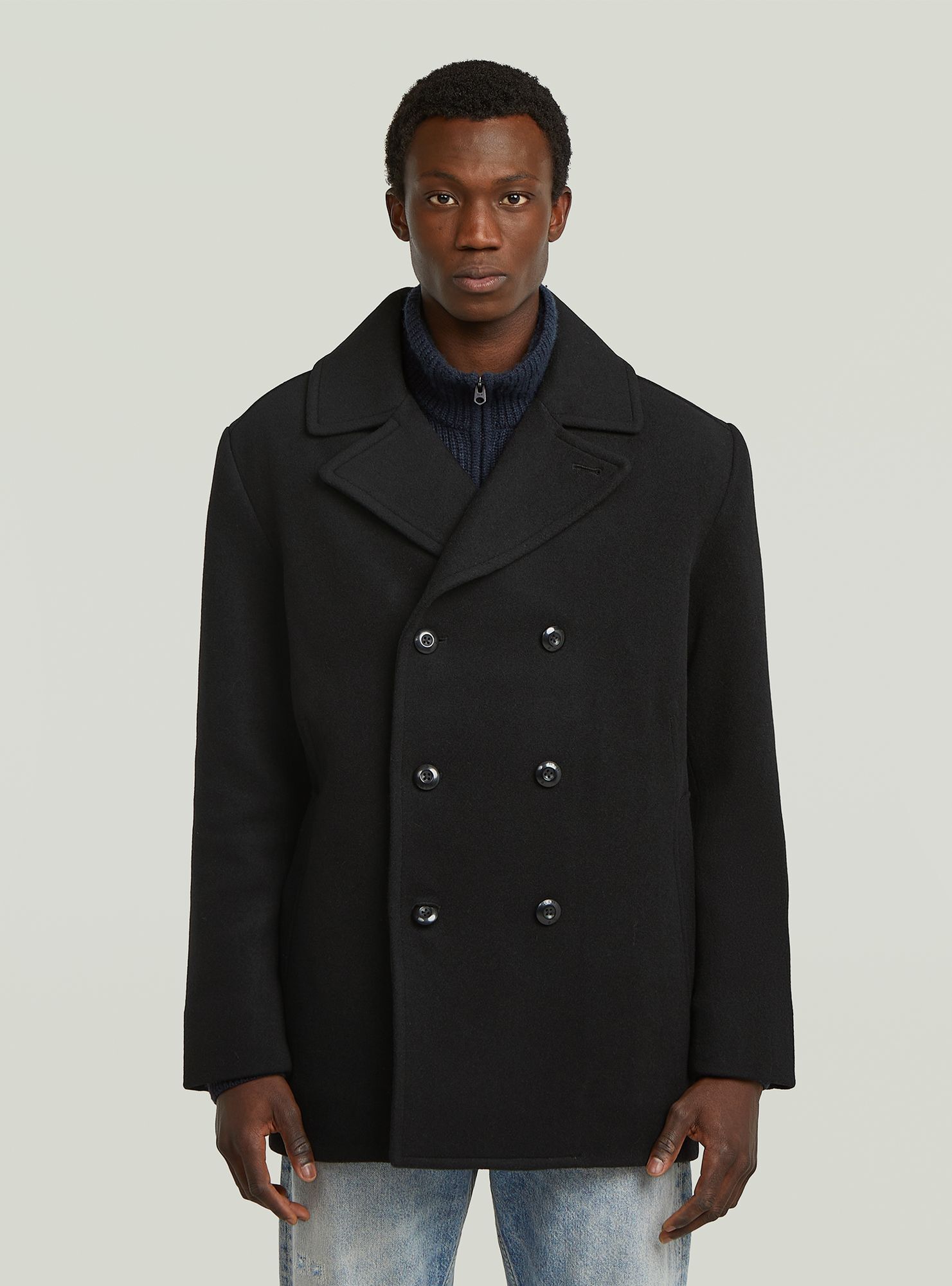 Outdoorjacke G-STAR "Wool Peacoat", Damen, Gr. M, dk schwarz, Obermaterial: 51% Wolle, 33% Polyester, 11% Acrylglas, 4% Polyamid, 1% Baumwolle, Jacken Outdoorjacke