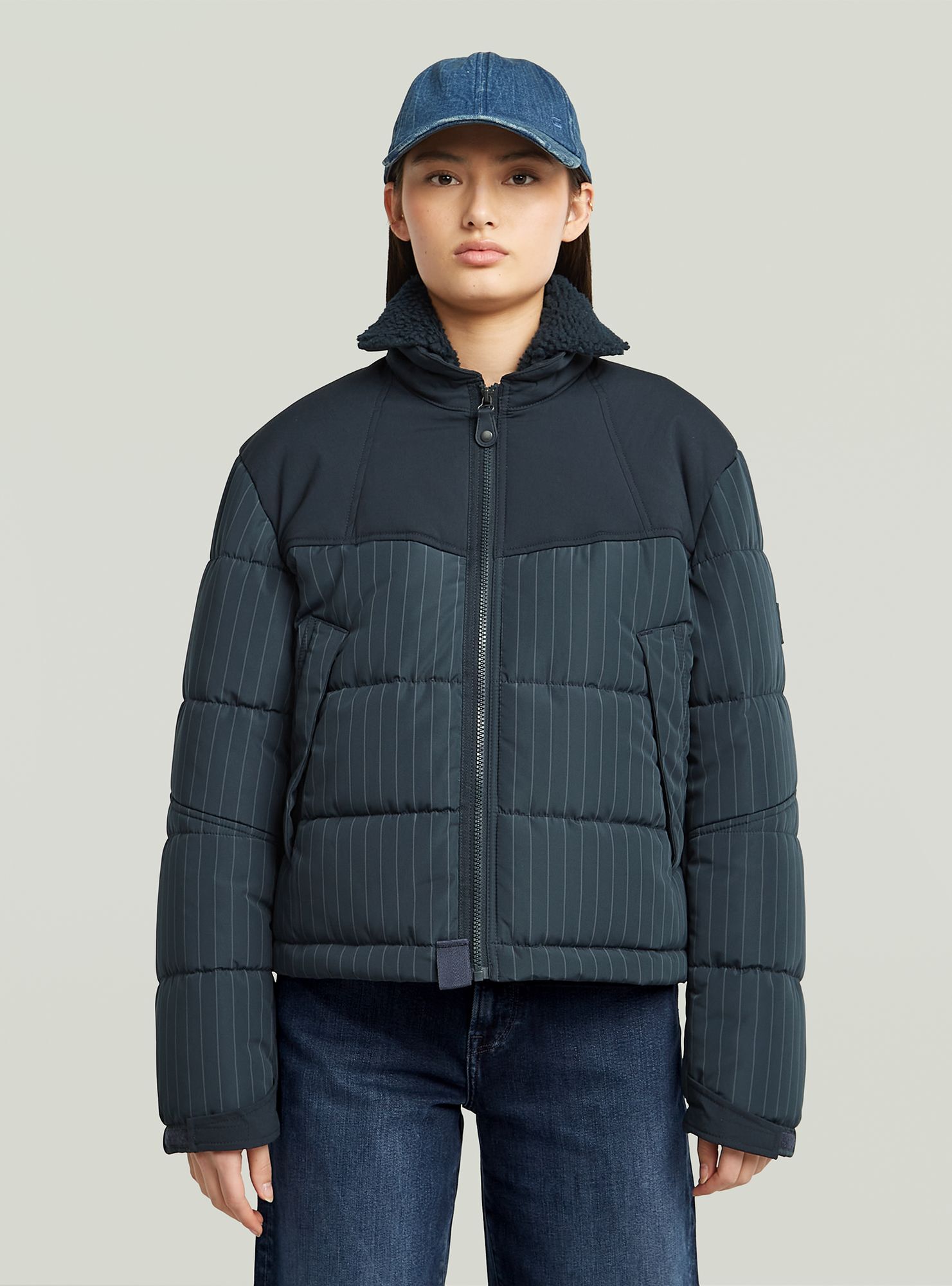 Outdoorjacke G-STAR "Jacke Expedition", Damen, Gr. S, india ink pinstripe, Obermaterial: 100% Polyester, Jacken Outdoorjacke