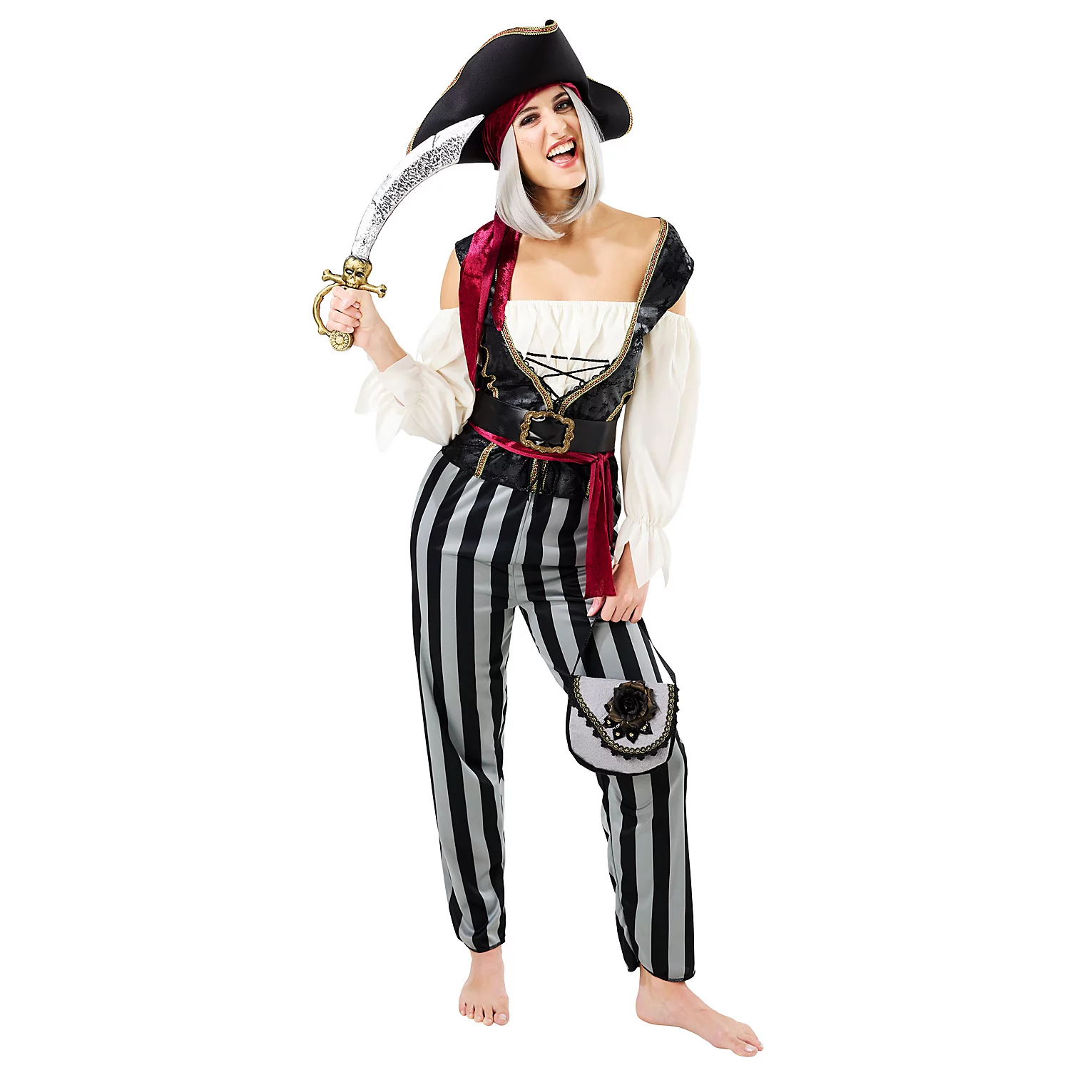 Déguisement "pirate", bordeaux/gris