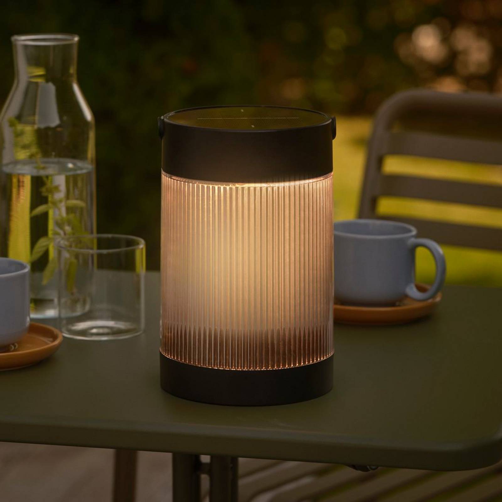 Nordlux Solar-Tischleuchte Coupar, schwarz, Kunststoff, IP44 dimmbar, schwarz, Kunststoff, Solarleuchten