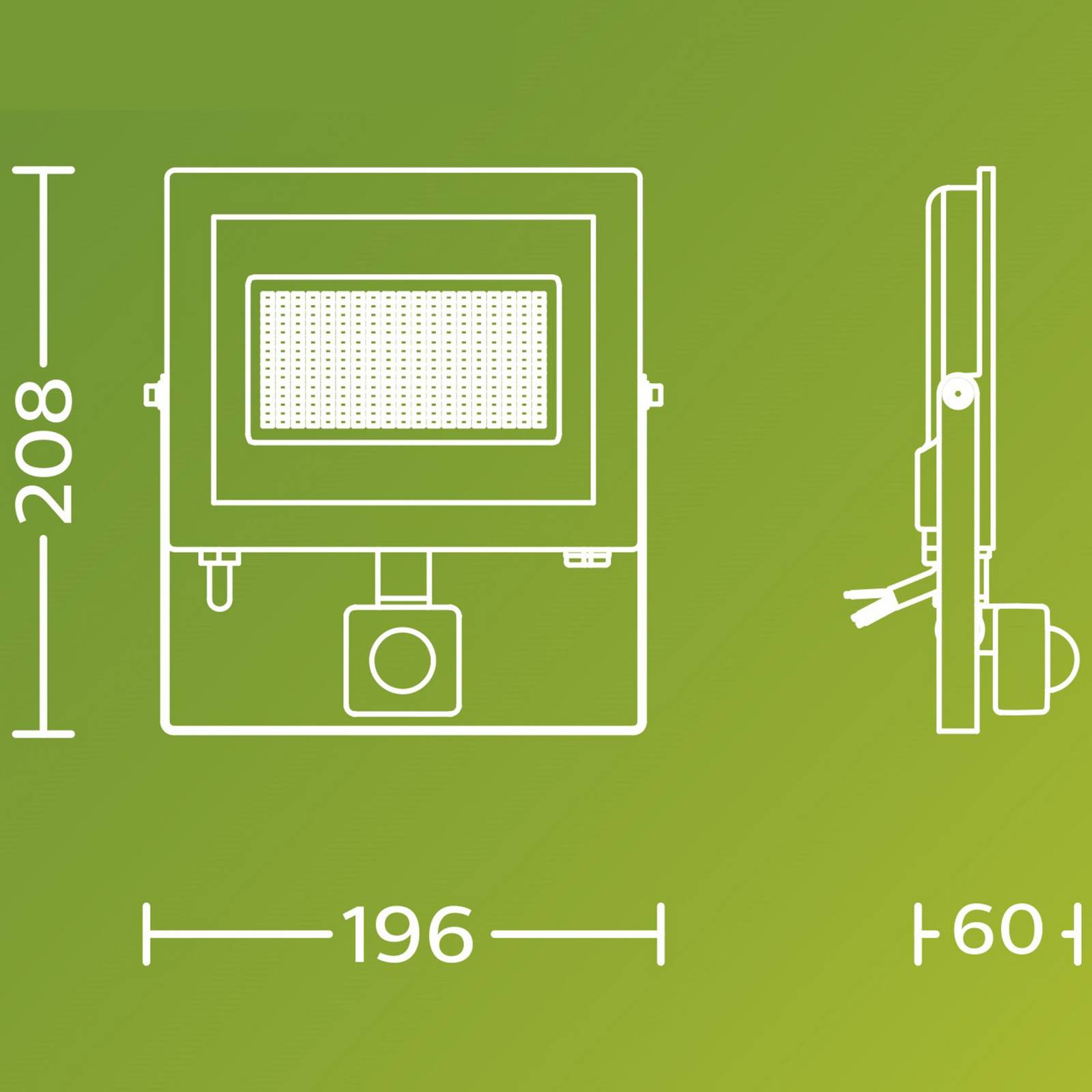 Philips LED-Außenstrahler Lois UE Sensor, 24 W, 3.000 K IP65 flood, schwarz, Aluminium, LED Außenleuchte