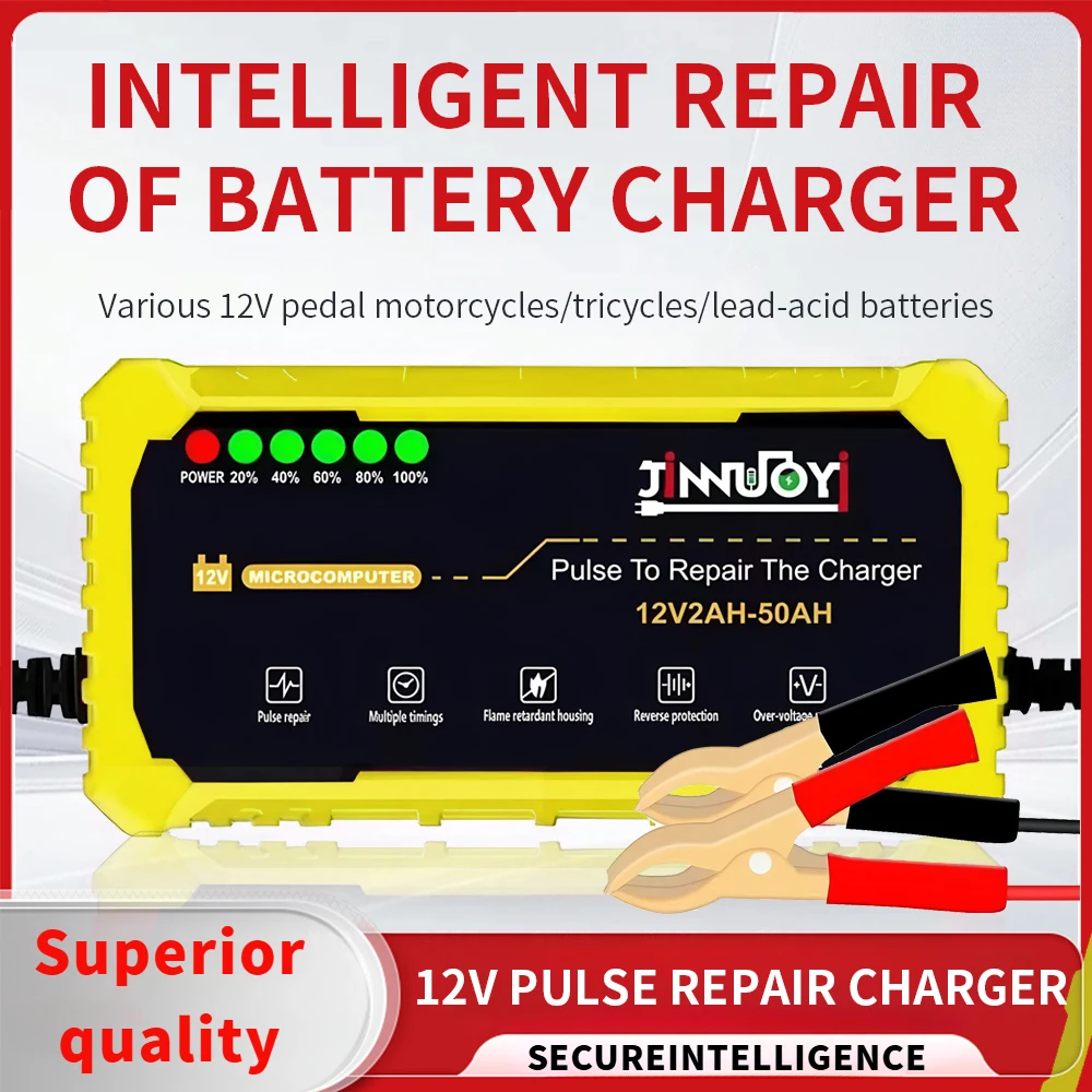 Chargeur et mainteneur de batterie de voiture et de moto 12V3A, écran d