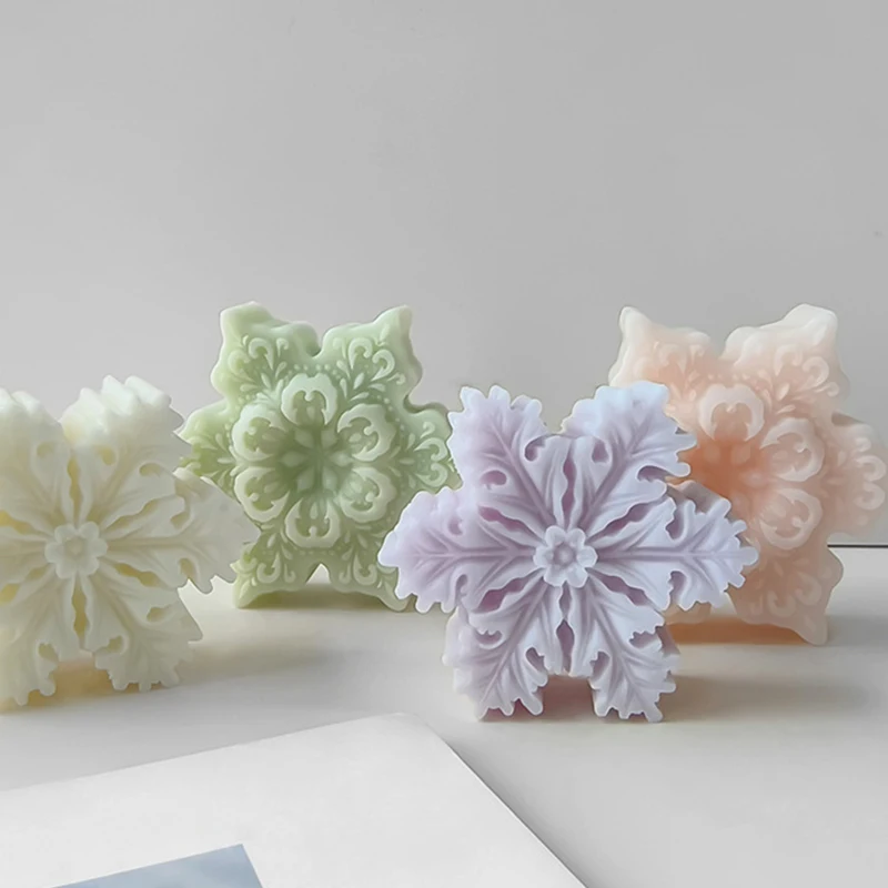 1 Stück, Weihnachts-Schneeflocken-Silikonform, sechseckiger Stern, Schneeflocke, Duftkerze, Schokolade, Kekse, Kuchen, Dekoration Image