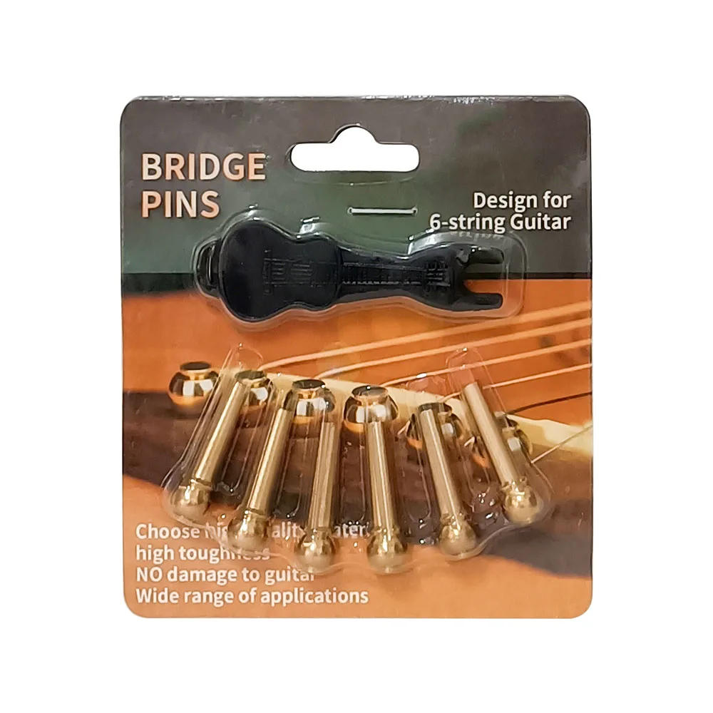 6 Teile/los Gitarre Saiten Nagel Metall Akustische Gitarre Bridge Pins Messing Gitarre Saiten Festen Kegel String Pins String mutter Nägel Image