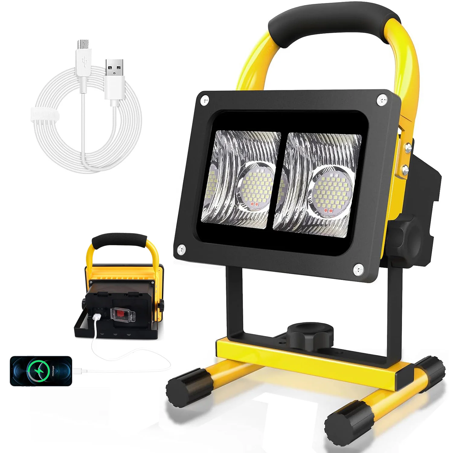 30 W/40 W wiederaufladbare LED-Arbeitsleuchte, Flutlicht, Gebäudelampe, IP65, wasserdicht, starkes Licht, Arbeitsleuchte für die Baustelle