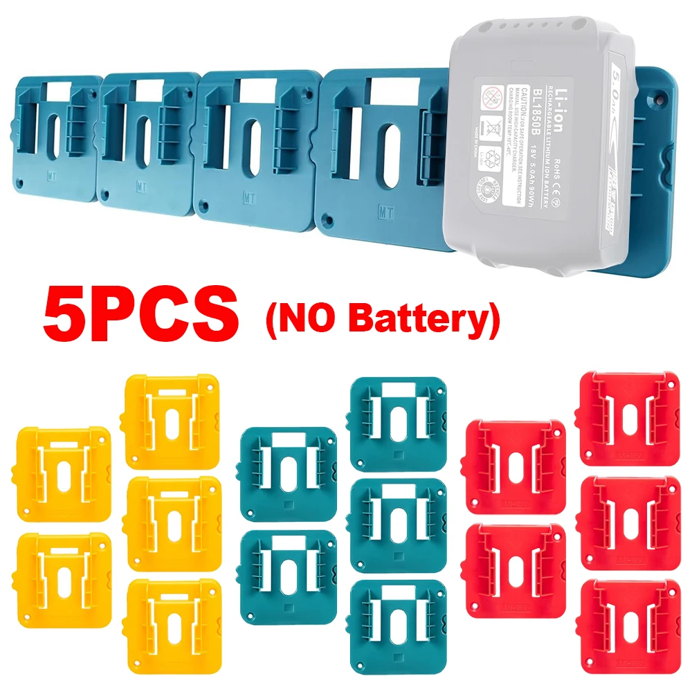 5PCS Batterie Halter Batterie Lagerung Rack für Dewalt/Makita/Milwaukee 18V Li-Ion Batterie Wand Halterung werkzeug Halterung Befestigung Image