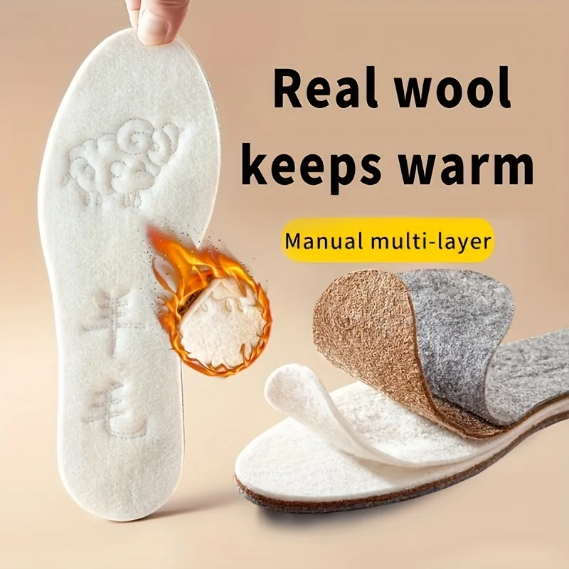 1 Paar Winter-Thermo-Einlegesohlen für Schuhe, Herren und Damen, bequem, hautfreundlich, weiches Kissen, verdickt, atmungsaktiv, Fußpflege-Einlegesohle Image