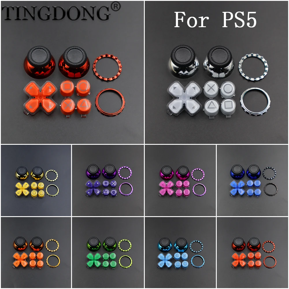 Für PS5 Controller Gamepad D-Pad A B X Y Kreuz Kristall Taste Ersatz Richtung Funktion Schlüssel Pilz Kappe mit Akzent Ringe Image