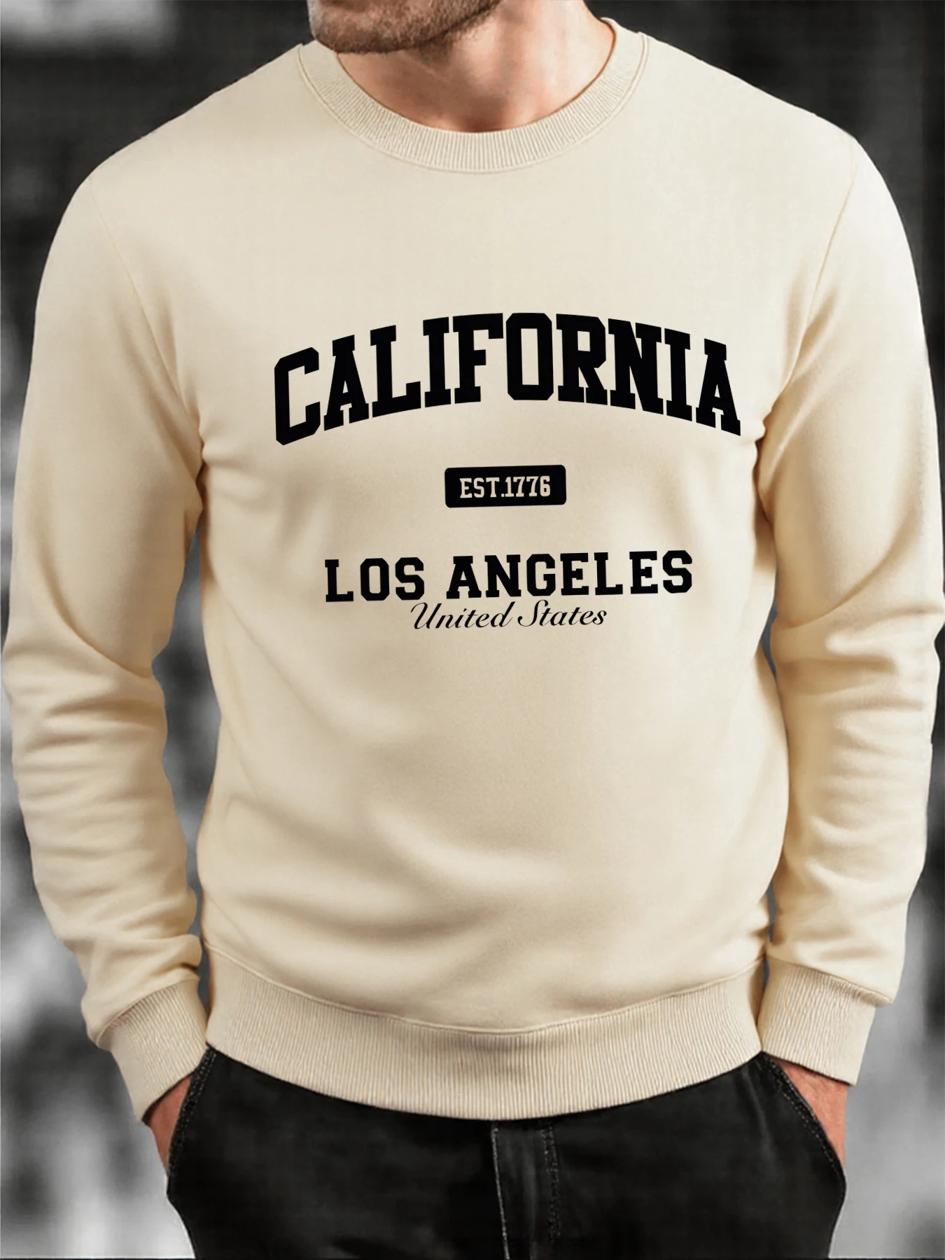 California Est 1776 Print Sweatshirt für Herren, O-Ausschnitt, lockere, weiche Kleidung, lässiger Fleece-Pullover, Unisex, modische Hip-Hop-Kleidung