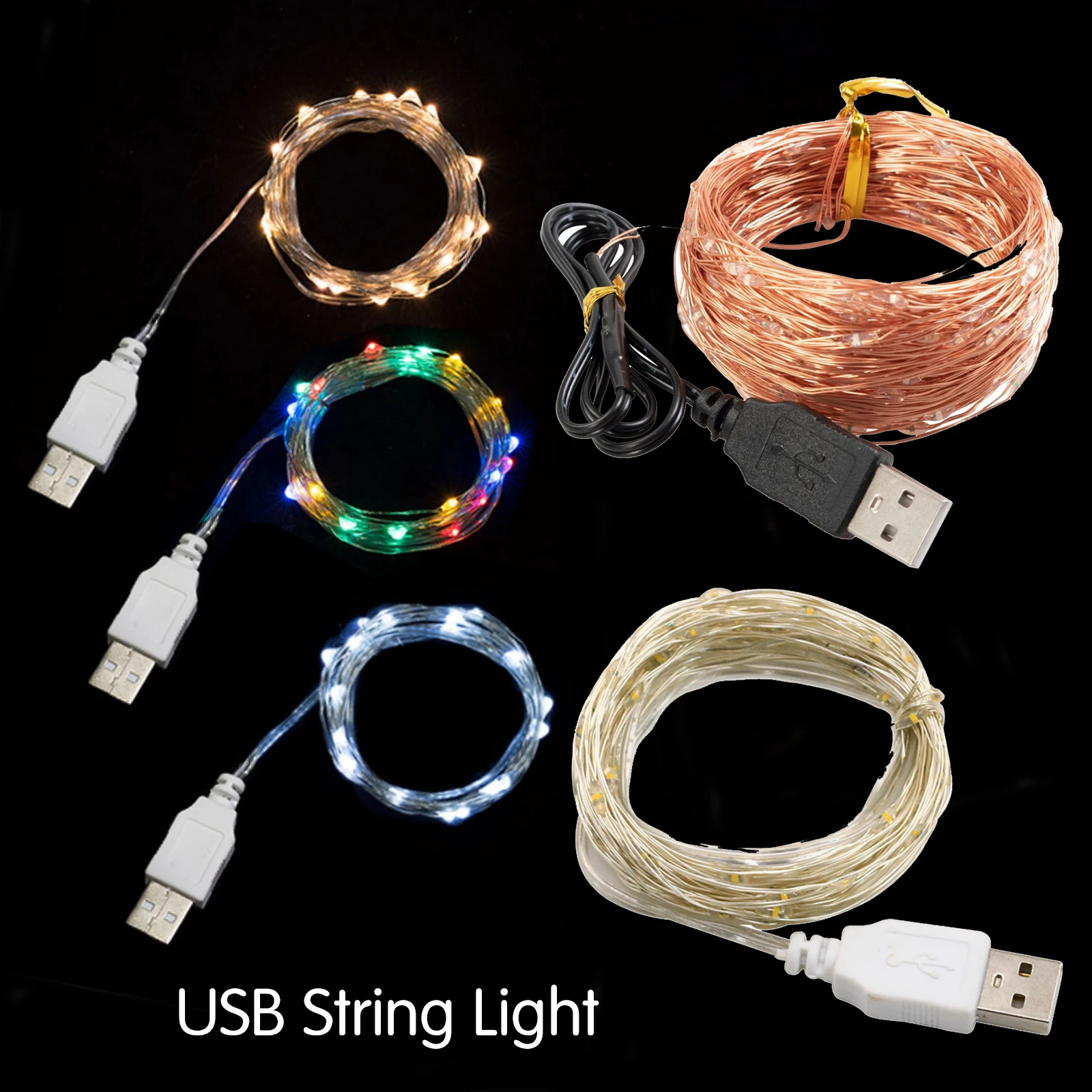 USB-Lichterkette, wasserdichte Lichterkette, Girlandenlicht für Zuhause, Weihnachtsbaum, Schlafzimmer, Party, Hochzeitsdekoration Image