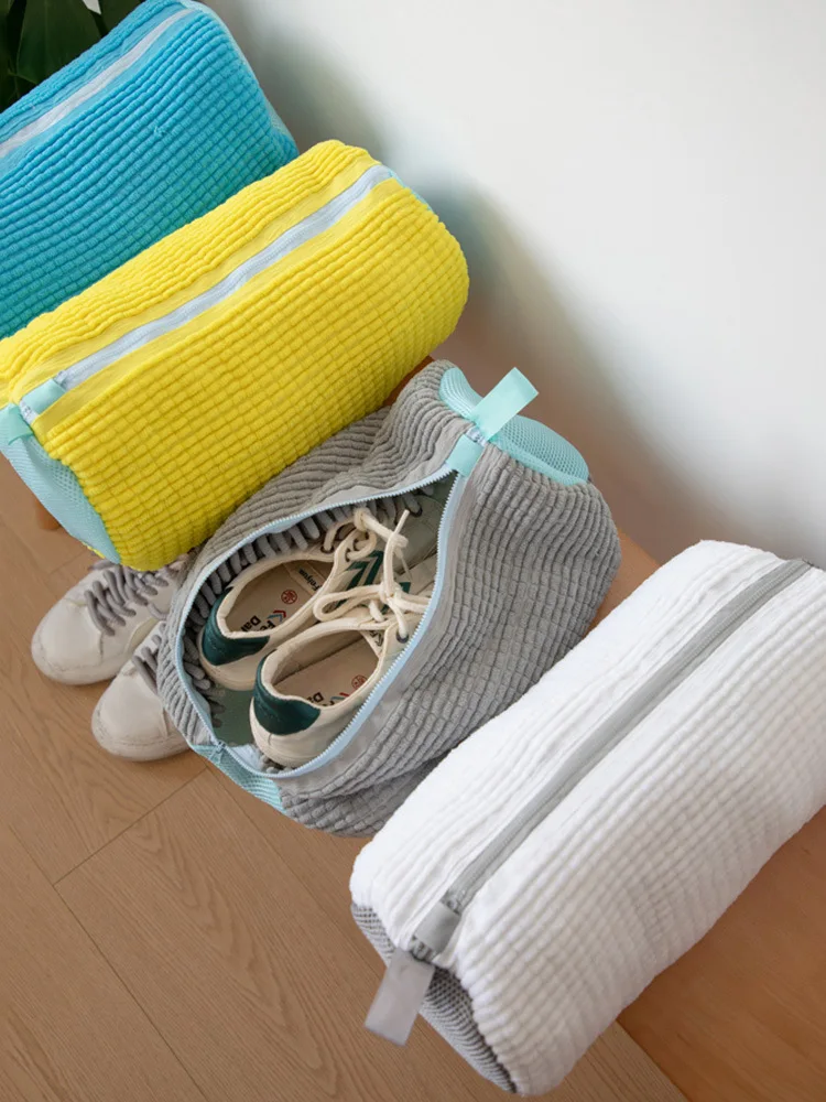 1/2 Stück Waschschuhbeutel Baumwolle Wäschesack Schutz Flauschige Fasern Polyester Sneaker Waschfreundlicher Wäschesack Trocknen Taschen Image