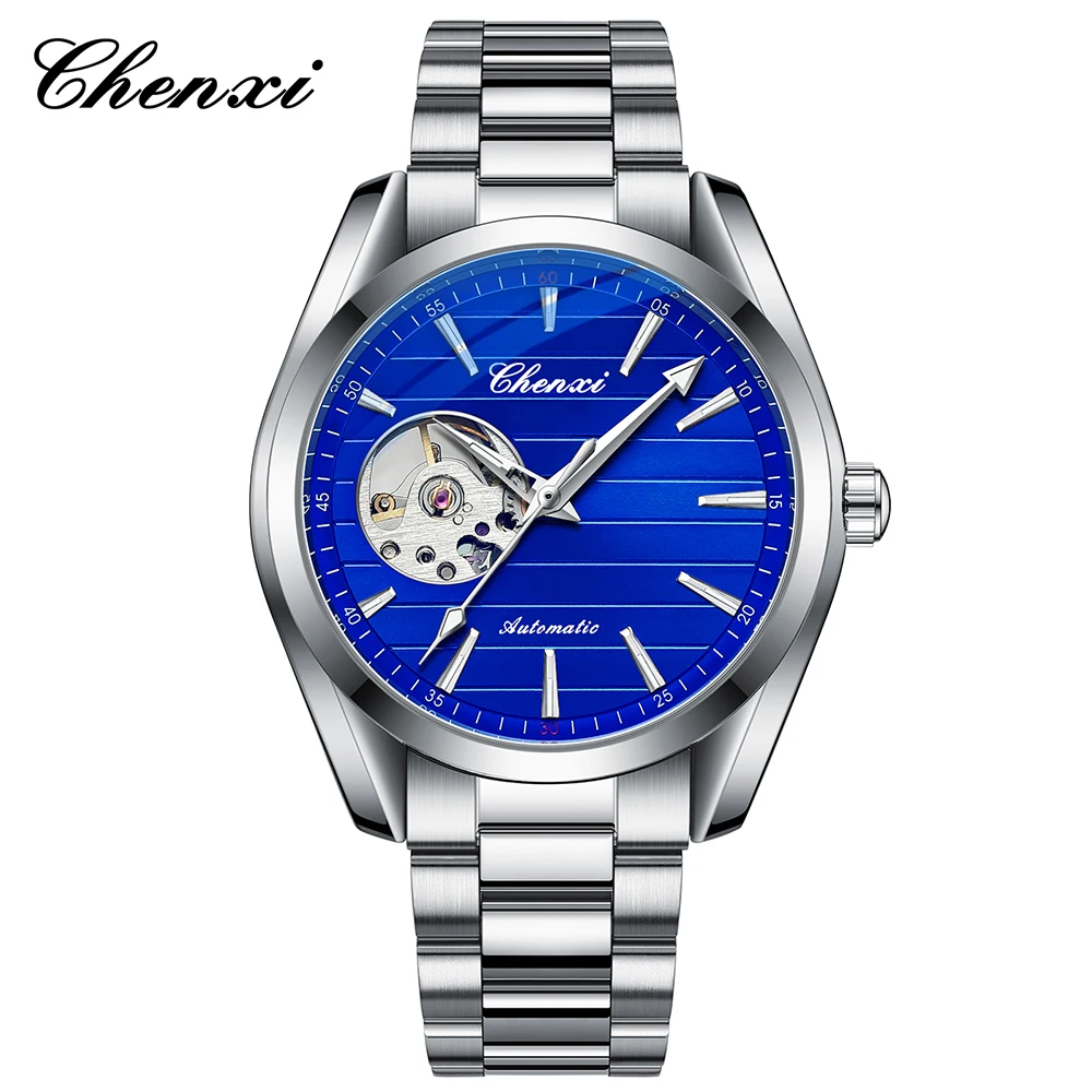CHENXI Business Mechanische Herrenuhr Vollautomatische Skelett Rundes Zifferblatt Herrenarmbanduhr Leuchtende wasserdichte Herrenuhr Image