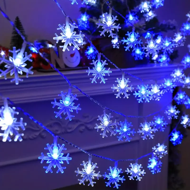 1PC Weihnachten Schneeflocke Lichterketten LED Batterie Betrieben Wasserdichte Schneeflocke Lichterkette Für Schlafzimmer Haus Garten Party Decor