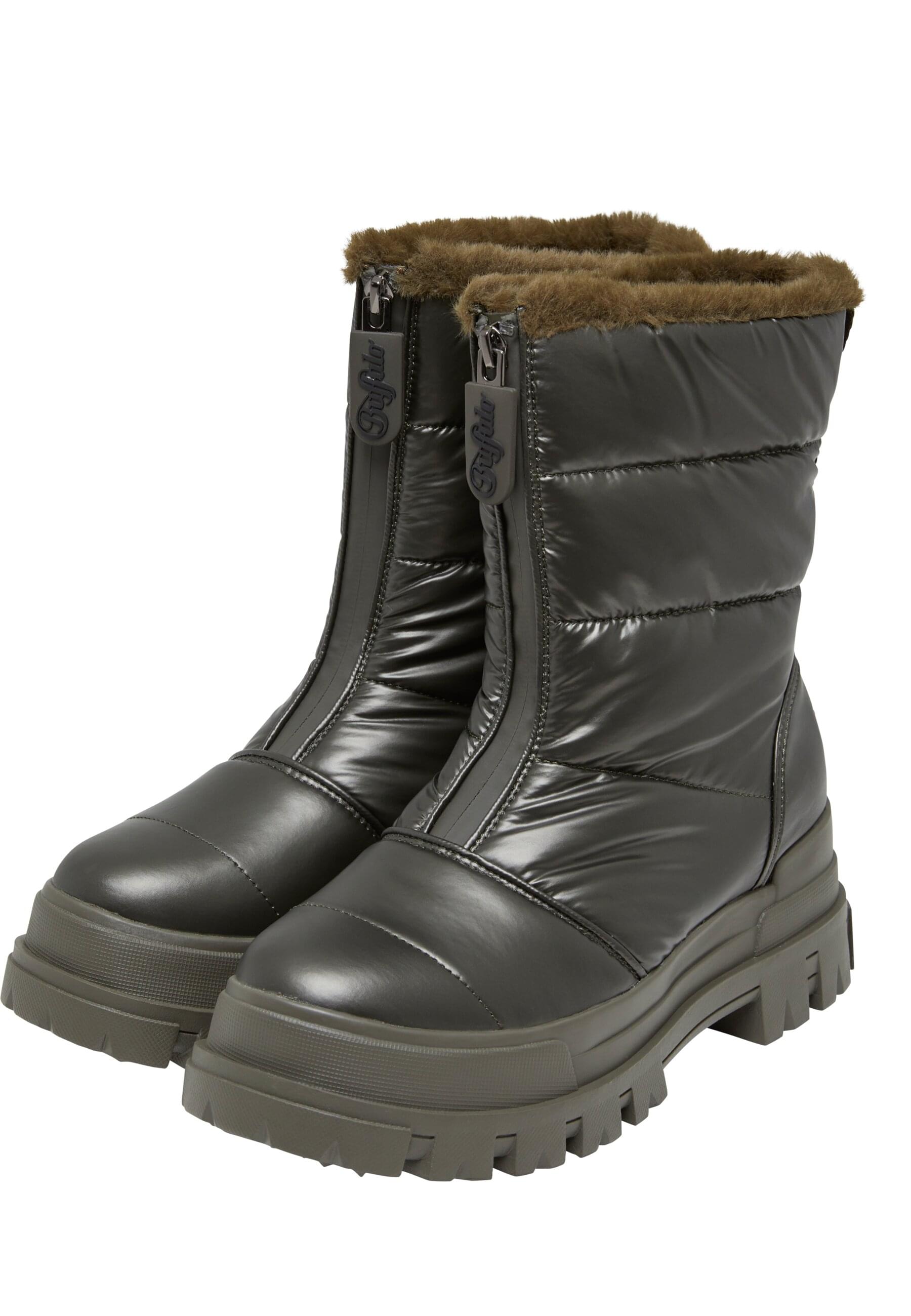 Stiefel BUFFALO "Buffalo aspha quilt zip", Damen, Gr. 39, khaki, Textil, unifarben, Schuhe Stiefel