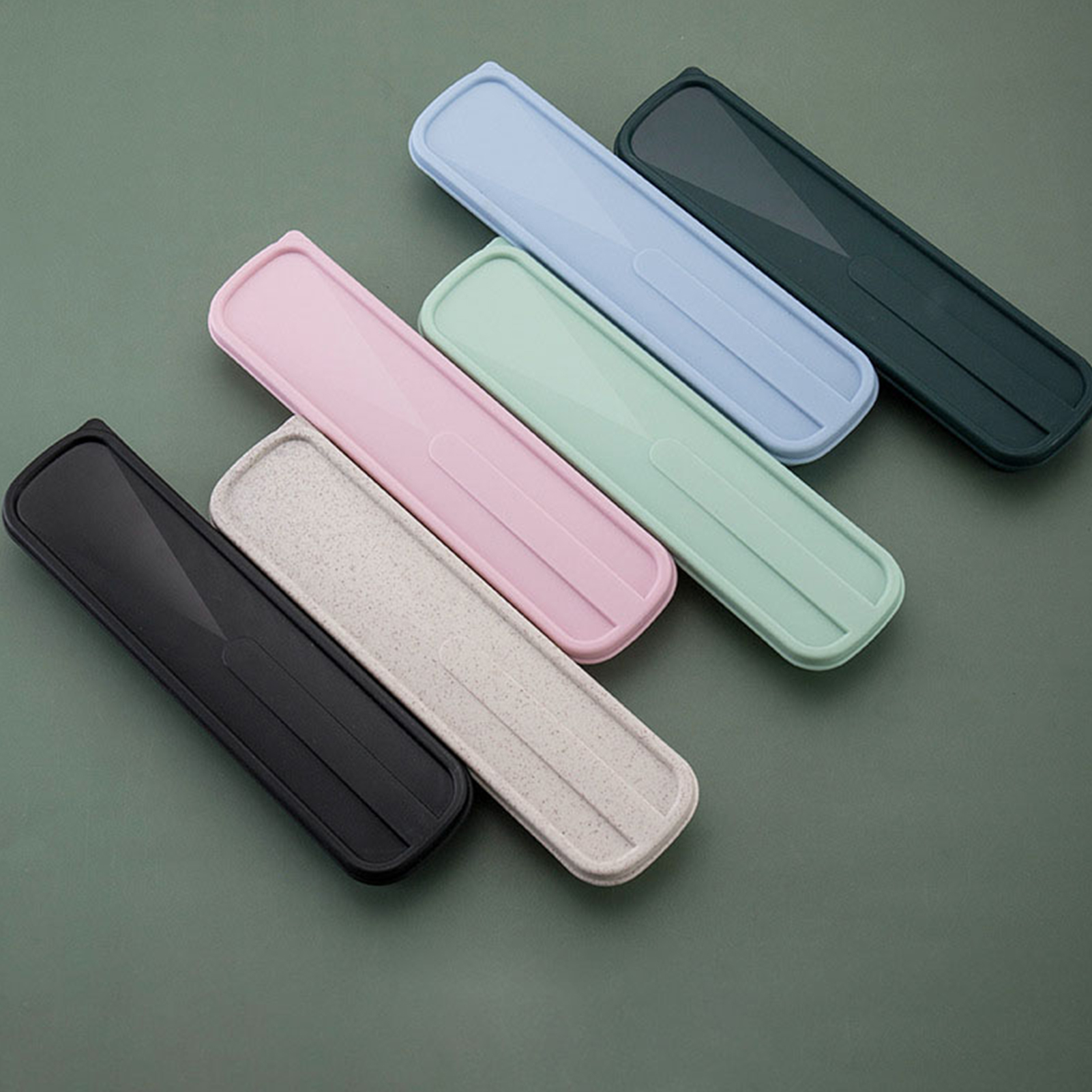 Drop resistant Tableware Box, Portable Cutlery Case, Flip Cover Spoon Storage, Environmental Household Box blue