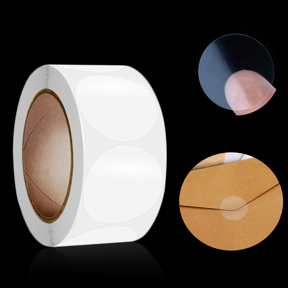 Self Adhesive Round Dot Sealing Stickers, Transparent Gift Packaging Envelope Sealer Labels For Retail Use 1 Roll
