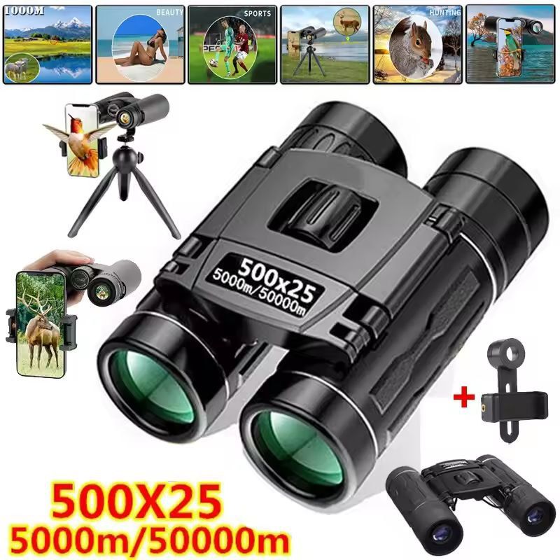 Compact Pro 500 By 25 Folding Long Distance Vision Binoculars Premium Portable HD Zoom Binoculars Compact Pro 500 By 25 Folding Long Distance Vision Binoculars Premium Portable HD Zoom Binoculars