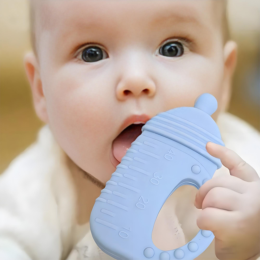 Silicone Baby Teether, Bite Teething Toys, Bottle Teether For Infant Comfort beige
