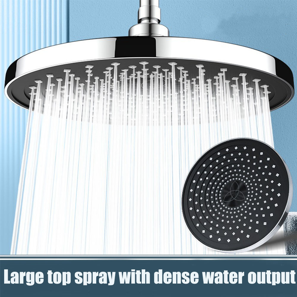 Top Spray Large Water Volume Booster Shower Head, Pressurised Home Bathroom Shower Head Set, Single Head High Flow silvery