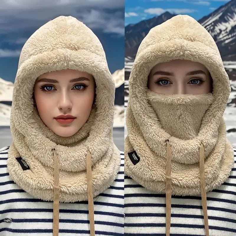Winter Warm Balaclava Thermal Windproof Ski Hood Face Cover khaki