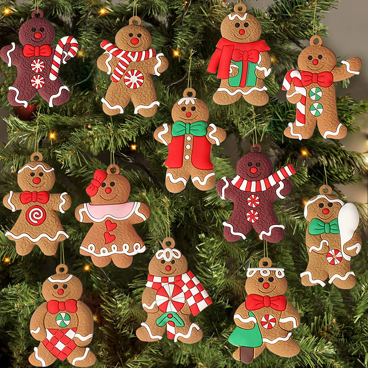 Christmas Tree Hanging Decorations, Gingerbread Man Ornaments, Assorted Plastic For Tree Christmas Tree Hanging Decorations, Gingerbread Man Ornaments, Assorted Plastic For Tree