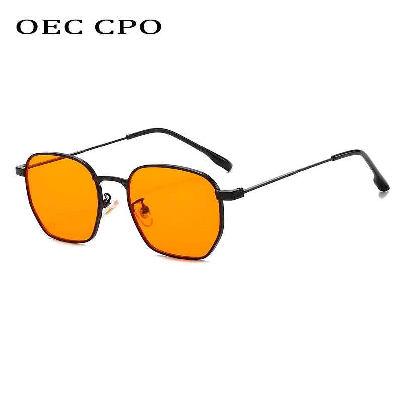 OEC CPO Retro Punk Quadrat Sonnenbrille Frauen Mode Orange Objektiv Metall Shades UV400 Männer Sonnenbrille Weibliche Brillen Image