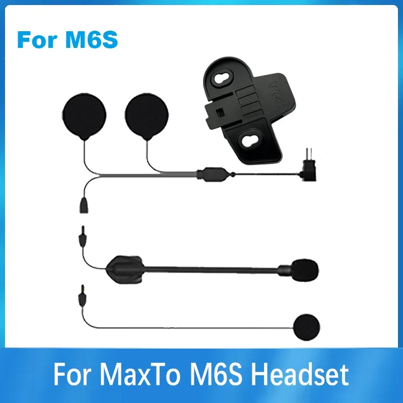 Für Maxto M6S Motorrad Helm Headset Intercom Halterung Basis Halter + Dual Mikrofon Kopfhörer Image