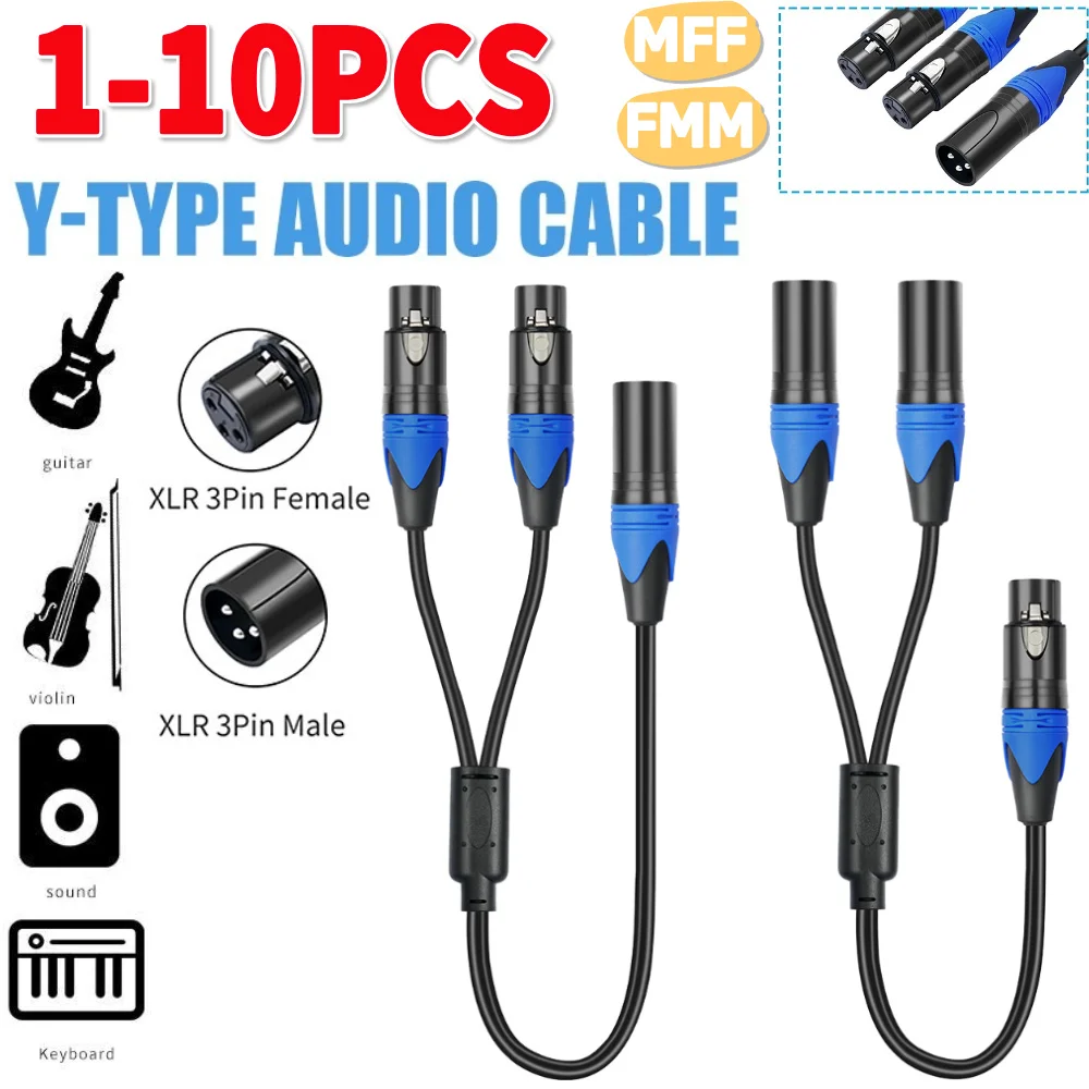 50 cm FMM/MFF XLR Splitter Kabel XLR Buchse Auf Dual XLR Stecker Y Splitter Kabel für Verstärker mikrofon Mixer Splitter Kabel Image