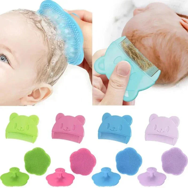Fetal Infant Bade Zubehör Baby Pflege Kopf Fett Kamm Weichen Kamm Neugeborenen Haar Reinigung Liefert Infant Silikon Kopf Massager Image