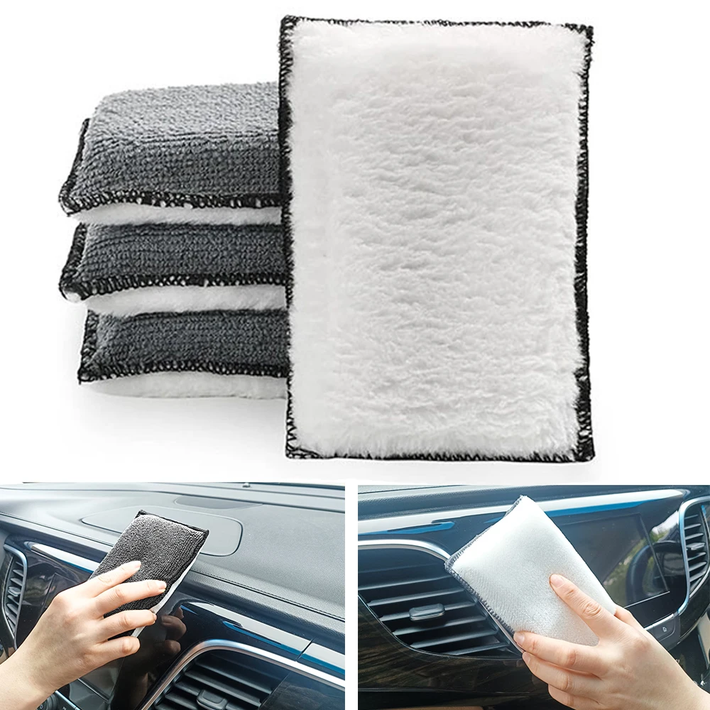 2-10Pcs Weiche Doppel Seite Mikrofaser Schrubben Schwamm Auto Leder Reinigung Mikrofaser Handtuch Wachs Schwamm Auto Detaillierung Werkzeuge Image