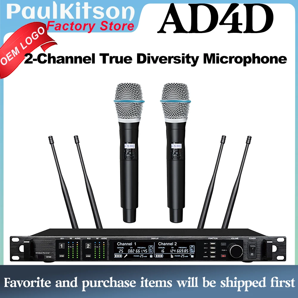 Originalmarke LOGO AD4D BETA 87A professionelles Handmikrofon mit echter Vielfalt, Bühnenauftritt, Stufe 2-Kanal-Kopfmontage Image