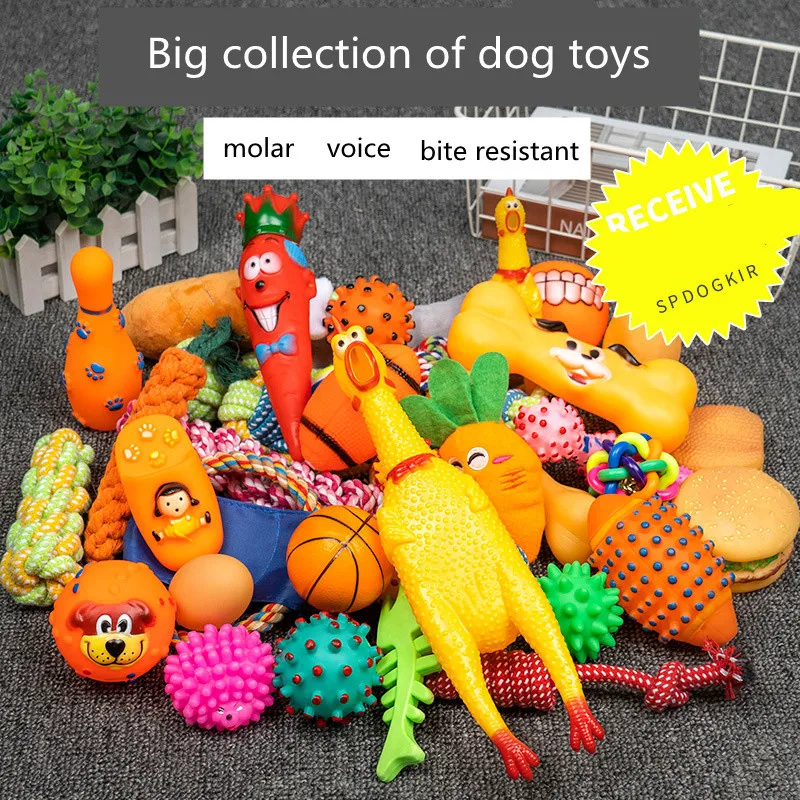 Giocattoli per cani Palla per animali Corda per osso Kit di giocattoli di peluche stridulo Cucciolo Giocattolo da masticare molare interattivo per cani di piccola taglia Forniture per carlino
